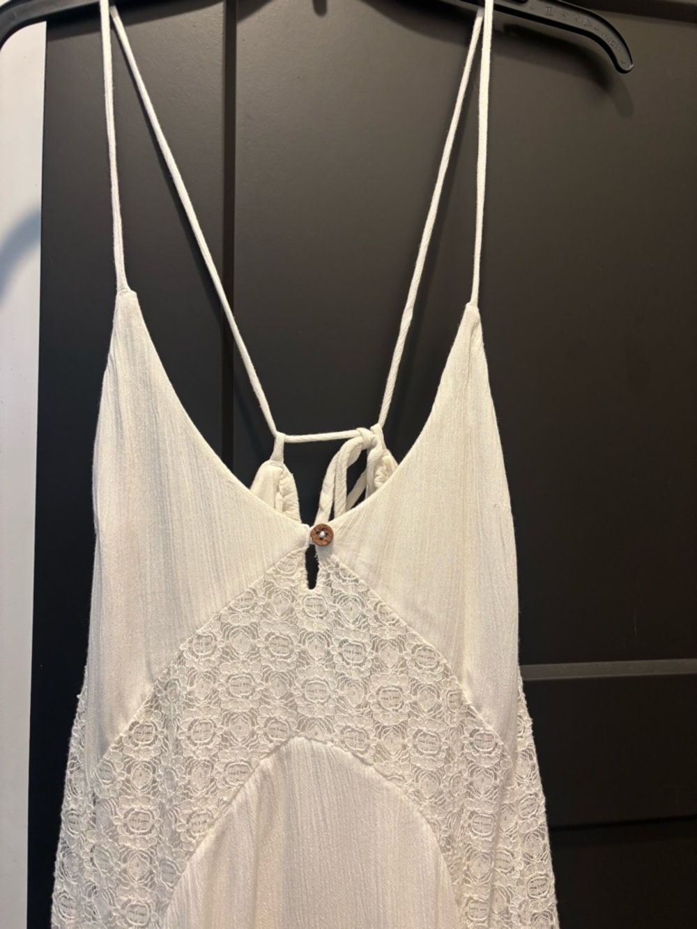 Free People Trail Of Flowers Maxi Dress Lace Ivory White Small NWT NEW bead tie - Picture 8 of 14